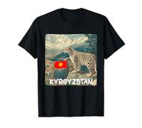 Cool Kirghizistan Mountain View with Snow Leopard Graphic T-Shirt