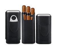 COOL KNIGHT Étui à cigares en cuir - Doublure en bois de cèdre pour cigares - Accessoires pour cigares avec coupe-cigare en acier inoxydable - Boîte cadeau pour les amateurs de cigares