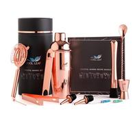 Cool Leaf Kit de fabrication de cocktails avec shaker à cocktail doré, accessoires de bar et plus encore - Idée cadeau pour Noël ou anniversaire | Faites du gin, des cocktails pour la maison et le pub