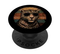 Cool Leopard in Lunettes de Soleil - Retro Panther Lover PopSockets PopGrip Adhésif