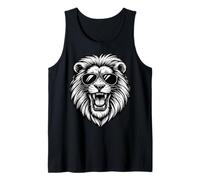 Cool Lion Head Portant des Lunettes de Soleil Noir et Blanc Vector Art Débardeur