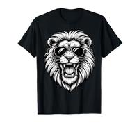 Cool Lion Head Portant des Lunettes de Soleil Noir et Blanc Vector Art T-Shirt