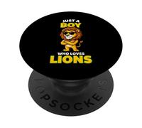 Cool Lion in Sunglasses Just A Boy Who Loves Lions PopSockets PopGrip Adhésif