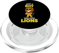 Cool Lion in Sunglasses Just A Boy Who Loves Lions PopSockets PopGrip pour MagSafe