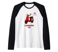 Cool London UK Scooter Illustration Novelty Graphic Designs Manche Raglan