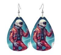 Cool Man in Outer Space Galaxy Boucles d'oreilles en cuir imprimé en forme de goutte d'eau Accessoire tendance pour fêtes de fin d'année