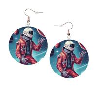 Cool Man In Outer Space Galaxy Boucles d'oreilles rondes en cuir Accessoires quotidiens Travail au travail Mode femme, taille unique, Simili cuir