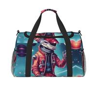 Cool Man in Outer Space Sac de voyage imprimé galaxie Sac de week-end Sac de gym Sac de nuit Sacs de voyage essentiels pour femmes hommes Sac à bandoulière, Noir , Taille unique