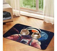 Cool Man in Outer Space - Tapis d'alimentation pour animal domestique - 30 x 45 cm - Absorbant - En cuir synthétique - Imperméable - Séchage rapide - Ne tache pas