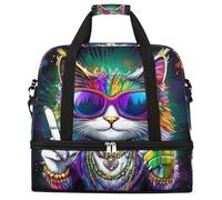 Cool Mardi Gras Sac de voyage pliable de grande capacité avec compartiment humide et sec, poche à chaussures, sac de voyage léger pour homme et femme