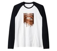 Cool Melanin Queen Girl Lips Graphic Tees, Black Girls Magic Manche Raglan