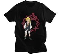 Cool Mens The Seven Deadly Sins T Shirts Short Sleeve O-Neck Cotton T-Shirt Nanatsu No Taizai Meliodas Tee Tops Harajuku Black Manches Courtes(Medium)