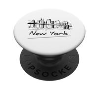 Cool Men's Women's Kids New York City Skyline Sketch Drawing PopSockets PopGrip Adhésif