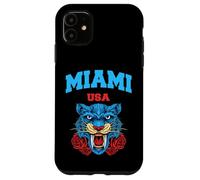 Cool Miami Beach with Floral Wild Tiger Illustration Graphic Coque pour iPhone 11