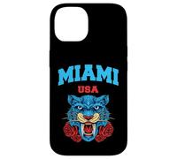 Cool Miami Beach with Floral Wild Tiger Illustration Graphic Coque pour iPhone 14
