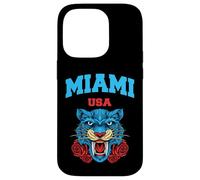 Cool Miami Beach with Floral Wild Tiger Illustration Graphic Coque pour iPhone 14 Pro