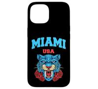 Cool Miami Beach with Floral Wild Tiger Illustration Graphic Coque pour iPhone 15