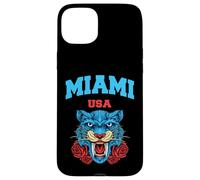 Cool Miami Beach with Floral Wild Tiger Illustration Graphic Coque pour iPhone 15 Plus