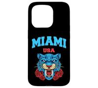 Cool Miami Beach with Floral Wild Tiger Illustration Graphic Coque pour iPhone 15 Pro