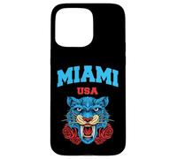 Cool Miami Beach with Floral Wild Tiger Illustration Graphic Coque pour iPhone 15 Pro Max