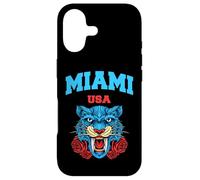 Cool Miami Beach with Floral Wild Tiger Illustration Graphic Coque pour iPhone 17