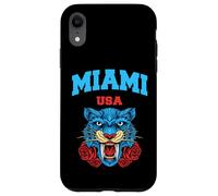 Cool Miami Beach with Floral Wild Tiger Illustration Graphic Coque pour iPhone XR