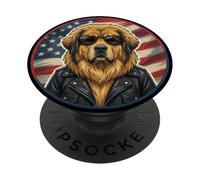 Cool Mignon Tibet Mastiff Chien Chiot Lunettes de Soleil Drapeau USA PopSockets PopGrip Adhésif