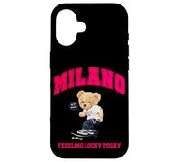 Cool Milan Italy Teddy Bear Illustration Graphic Cartoon Coque pour iPhone 16