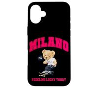 Cool Milan Italy Teddy Bear Illustration Graphic Cartoon Coque pour iPhone 16 Plus