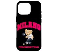 Cool Milan Italy Teddy Bear Illustration Graphic Cartoon Coque pour iPhone 16 Pro