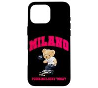 Cool Milan Italy Teddy Bear Illustration Graphic Cartoon Coque pour iPhone 16 Pro Max