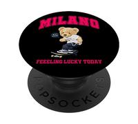 Cool Milan Italy Teddy Bear Illustration Graphic Cartoon PopSockets PopGrip Adhésif
