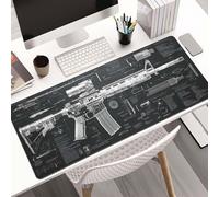 Cool Military Weapon Build Weapon Parts Display Large Gaming Mouse Pad, Non-Slip Long Extended Large Gaming Mouse Pad with Stitched Edges, Multi-size for Laptop & Desktop Use (#8,15.7 × 35.4 in)