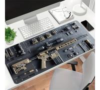 Cool Military Weapon Build Weapon Parts Display Large Gaming Mouse Pad, Stylish Desk Protector, Military Mouse Pad for Laptop & Desktop Use, Computer Office Supplies Accessories (H,15.7 * 35.4 in)