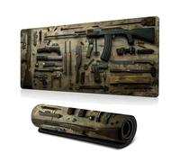 Cool Military Weapon Build Weapon Parts Display Large Gaming Mouse Pad, Stylish Desk Protector with Non-Slip Rubber, Computer Office Supplies Accessories for Table Decor (C#,11.81 * 31.49 inch)