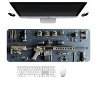 Cool Military Weapon Build Weapon Parts Display Large Gaming Mouse Pad, Stylish Desk Protector with Non-Slip Rubber, for Keyboard and Mousepad, Keyboard Mat (Style3,15.7x35.4inches)