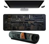 Cool Military Weapon Build Weapon Parts Display Large Gaming Mouse Pad,Stylish Desk Protector with Non-slip Rubber,Computer Office Supplies Accessories for Table Decor