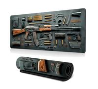 Cool Military Weapon Build Weapon Parts Display Large Gaming Mouse Pad, Stylish Desk Protector with Non-Slip Rubber, Computer Office Supplies Accessories for Table Decor (A#,11.81 * 27.55 inch)
