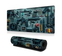 Cool Military Weapon Build Weapon Parts Display Large Gaming Mouse Pad, Stylish Desk Protector with Non-Slip Rubber, Computer Office Supplies Accessories for Table Decor (F#,11.81 * 23.62 inch)
