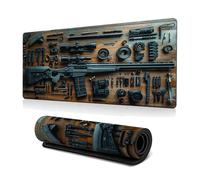 Cool Military Weapon Build Weapon Parts Display Large Gaming Mouse Pad, Stylish Desk Protector with Non-Slip Rubber, Computer Office Supplies Accessories for Table Decor (E#,11.81 * 23.62 inch)