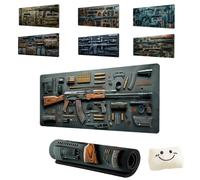 Cool Military Weapon Build Weapon Parts Display Large Gaming Mouse Pad,Stylish Desk Protector with Non-Slip Rubber,Computer Office Supplies Accessories for Table Decor (1,2MM*300 * 800)