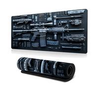 Cool Military Weapon Build Weapon Parts Display Large Gaming Mouse Pad, Stylish Desk Protector with Non-Slip Rubber, Computer Office Supplies Accessories for Table Decor (G#,11.81 * 27.55 inch)