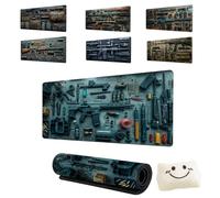 Cool Military Weapon Build Weapon Parts Display Large Gaming Mouse Pad,Stylish Desk Protector with Non-Slip Rubber,Computer Office Supplies Accessories for Table Decor (6,2MM*400 * 900)