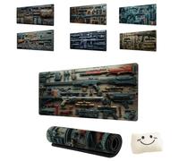 Cool Military Weapon Build Weapon Parts Display Large Gaming Mouse Pad,Stylish Desk Protector with Non-Slip Rubber,Computer Office Supplies Accessories for Table Decor (4,3MM*300 * 800)