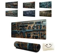 Cool Military Weapon Build Weapon Parts Display Large Gaming Mouse Pad,Stylish Desk Protector with Non-Slip Rubber,Computer Office Supplies Accessories for Table Decor (5,2MM*400 * 900)