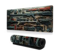 Cool Military Weapon Build Weapon Parts Display Large Gaming Mouse Pad, Stylish Desk Protector with Non-Slip Rubber, Computer Office Supplies Accessories for Table Decor (D#,11.81 * 27.55 inch)