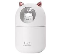 Cool Mist Humidifier, Cat-Shaped 300 ml Aroma Diffuser, Humidificateur ultrasonique silencieux avec LED Night Light, Compact Air Moisturizer, Compact And Portable, Made Of Abs Material, 5,43 x 3,38 x
