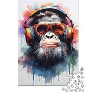 Cool Monkey DJ Jigsaw Puzzle for Adults Kids Cool Gorilla with Headphones Age 12 Years Up Educational Game 52x38cm 1000pcs