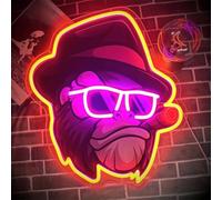 Cool Monkey UV Print LED Neon Sign Acrylic Light Up Art Wall Decor pour Homme Grotte Garage Bar Magasins Chambre à coucher Décorations de chambre Fête Maison Vacances Alimenté USB