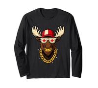 Cool Moose Vibes - Funny Canada Day Maple Leaf Flag Tee Manche Longue
